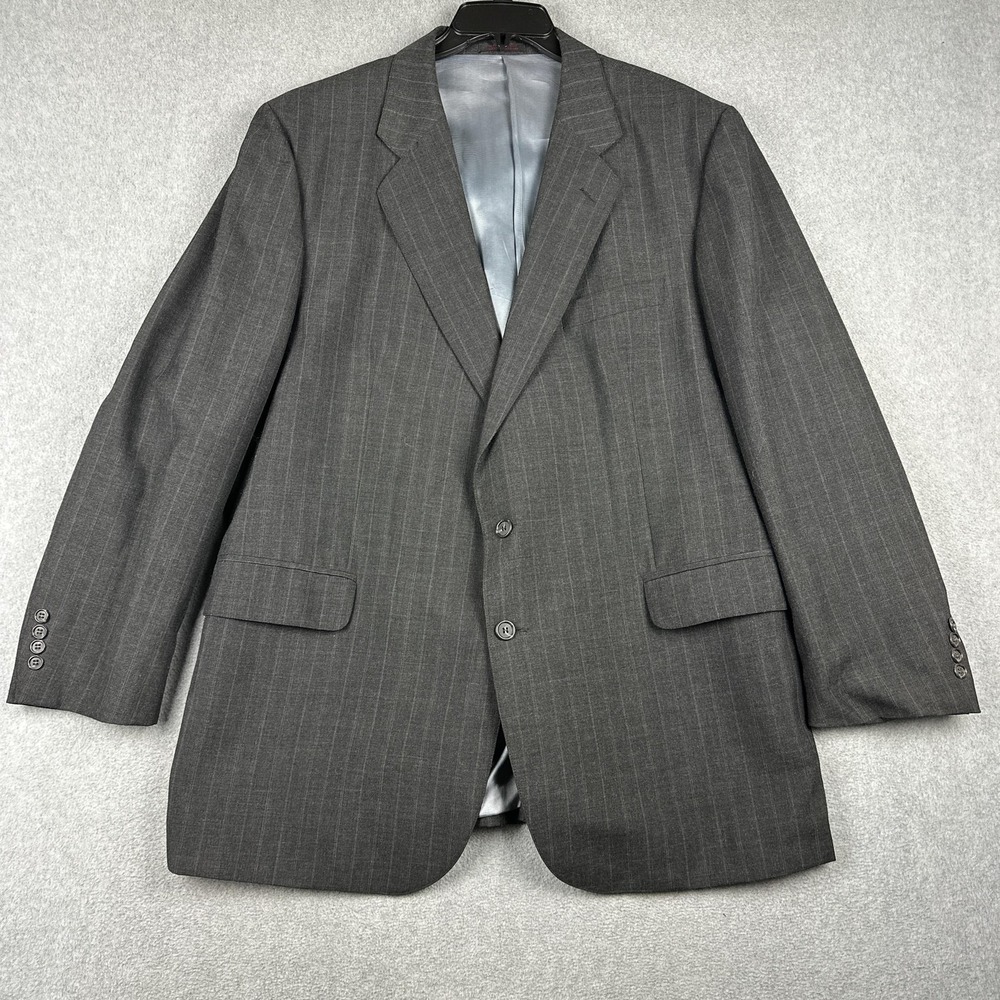 Yorkshire Square Suit Jacket Mens 48L Gray Pinstripe 2 Button Sport Coat Blazer